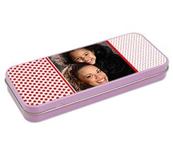 Astuccio portapenne in metallo Pois rossi