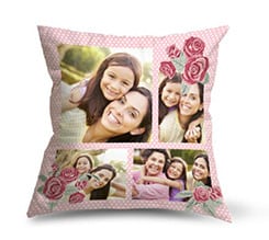 Cuscino in Tessuto Scamosciato Rose con pois