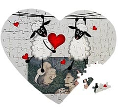 Puzzle cuore in legno A3 Sweet sheeps