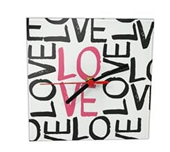 Orologio Quadrato in Vetro Love words