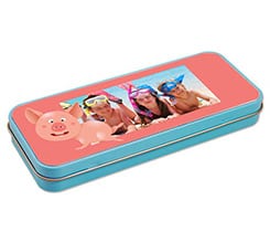 Astuccio portapenne in metallo Maialino