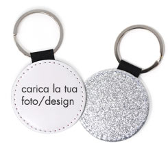 Portachiavi Rotondo in Pelle retro Glitter
