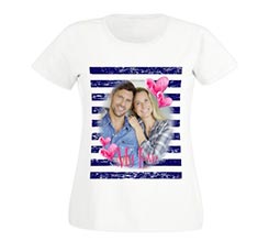 T-shirt donna in cotone My love strips