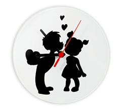 Orologio tondo in vetro Lui e lei