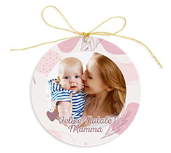 Decorazione in plexiglass con foto e auguri di natale per la mamma