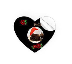 Adesivi cuore piccoli felice natale con fondo nero