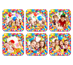 Calamite Quadrate pack da 6 con foto e grafica festoni compleanno