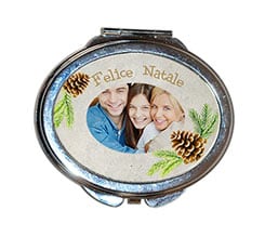 Specchietto ovale da borsetta Pine cone