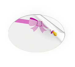 Adesivi ovali piccoli fiocco rosa