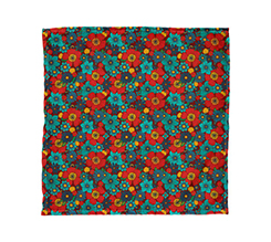 stampa foulard con fiorellini rossi e azzurri