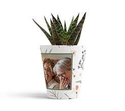 stampa foto e grafica con fiorellini su vaso in ceramica da personalizzare per la festa della mamma