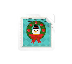 Adesivi quadrati piccoli francobollo natalizio