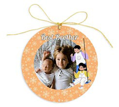 Decorazione in plexiglass per albero di natale con foto fratelli