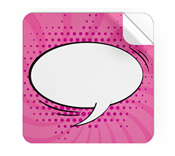 Adesivi quadrati grandi con nome fumetto