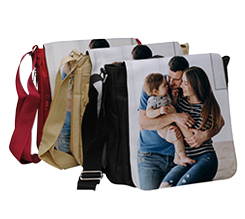 Borsa a tracolla personalizzata con foto famiglia disponibile in tre colori