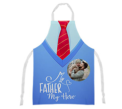 grembiule per la festa del papà personalizzato con foto e grafica con scritta my father my hero