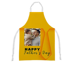 Grembiule festa del Papà personalizzato con grafica gialla con cravatta e foto