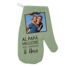Guanti da forno Festa del Papà con immagine e Dedica