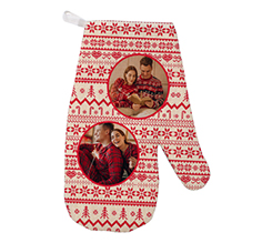 guanti da forno in juta con grafica trame natalizie