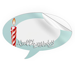 Adesivi fumetto grandi con nome happy birthday