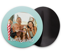 Crea Calamita tonda con foto e grafica candela per compleanno