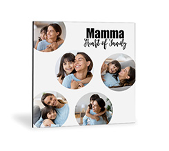 Legno moderno foto collage con grafica mamma heart of family