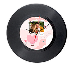 Orologio in vinile Cuori in Mongolfiera