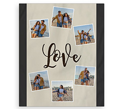 Coperta matrimoniale grafica collage e scritta love