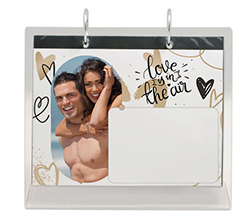 Calendario da tavolo in plexiglass personalizzata con foto e grafica per san valentino