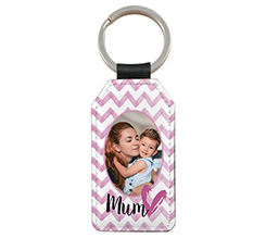 Portachiavi Rettangolare in Pelle con foto e grafica love Mum