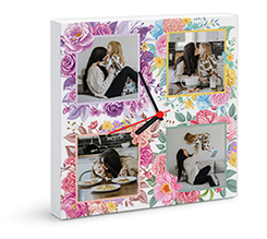Orologio quadrato su tela Mamma collage floreale