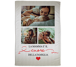 Coperta in pile 220 x 150 cm con foto collage per la mamma