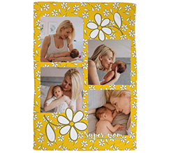 Coperta 220 x 150 cm con foto e grafica margherite per mamma