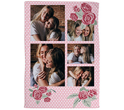 Coperta 220 x 150 cm con foto e grafica rose per mamma