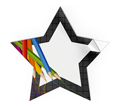 Adesivi stella grandi con nome matite scuola