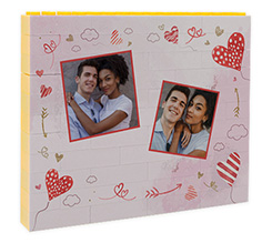 Mattoncini puzzle per san valentino con Cornice di cuori e due foto