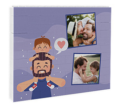 Mattoncini puzzle grafica Papà e figlio con due foto