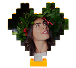 Mattoncini lego a forma di cuore personalizzati con foto laurea