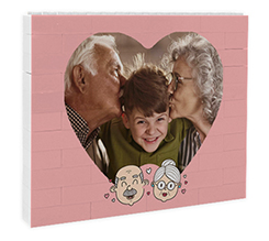 Puzzle mattoncini per nonni cornice cuore rosa