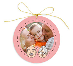 Decorazione in plexiglass per albero di natale con foto nonni