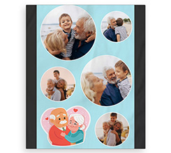 Coperta matrimoniale con collage di foto come regalo per i nonni