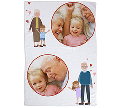 Coperta in pile 220x150 cm con foto e grafica nonni e nipoti