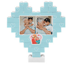 Puzzle mattoncini cuore per nonni grafica azzurra
