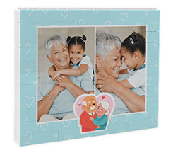 Puzzle mattoncini per nonni cornice celeste e foto