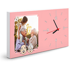 Orologio rettangolare su tela nonni cuoricini