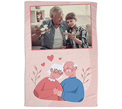 Coperta in pile 220x150 cm con foto e grafica per i nonni