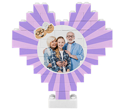 Puzzle mattoncini cuore per Nonni grafica viola
