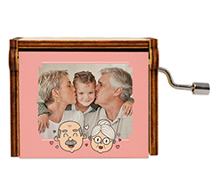 Carillon in legno grafica per Nonni con cornice rosa