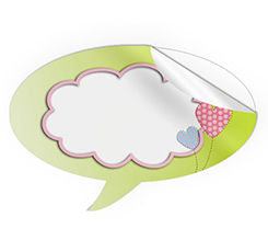 Adesivi fumetto grandi con nome nuvoletta e cuoricini