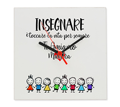 orologio quadrato in plexiglass con grafica insegnare